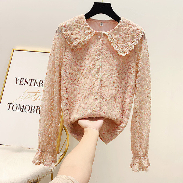 Дамска дантелена риза с яка в четири цвята