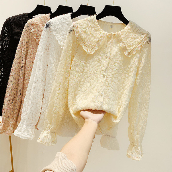 Дамска дантелена риза с яка в четири цвята