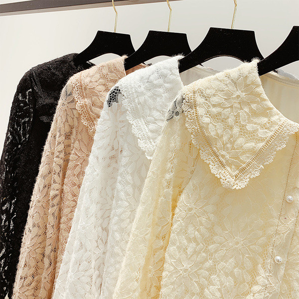 Дамска дантелена риза с яка в четири цвята