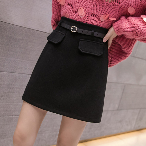 Модерна дамска пола с висока талия и колан -в три цвята