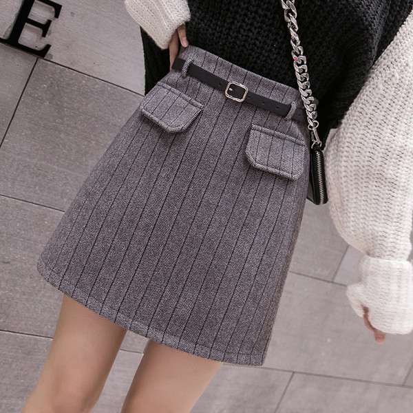 Модерна дамска пола с висока талия и колан -в три цвята