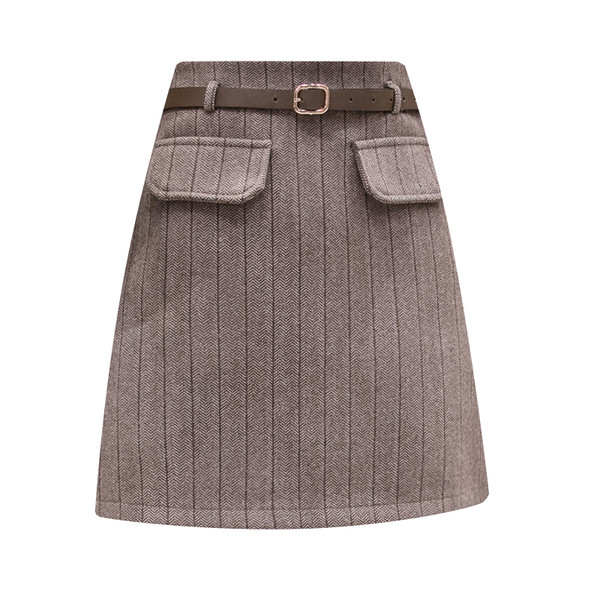 Модерна дамска пола с висока талия и колан -в три цвята