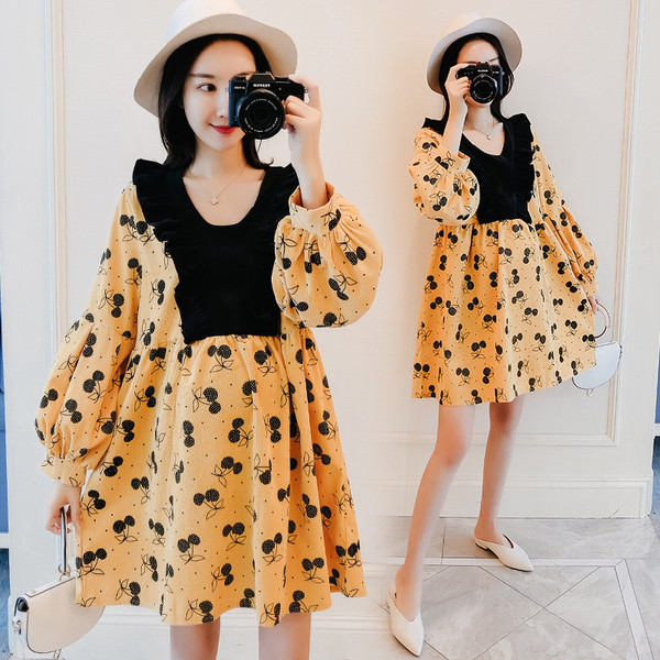 Дамска рокля за бременни жени с дълъг ръкав в три цвята 