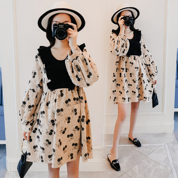 Дамска рокля за бременни жени с дълъг ръкав в три цвята 