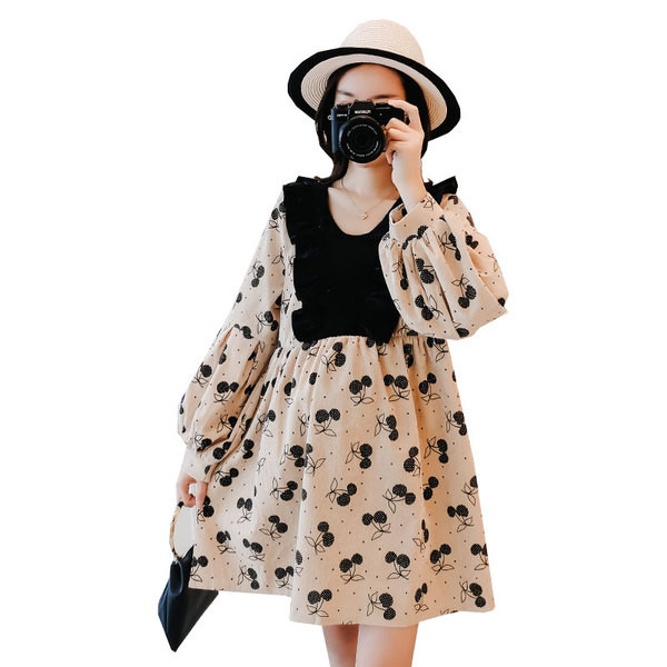 Дамска рокля за бременни жени с дълъг ръкав в три цвята 