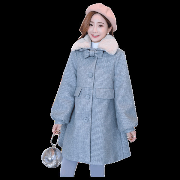 Μοντέρνα γυναικεία παλτό για έγκυες γυναίκες με κορδέλα σε γκρι χρώμα