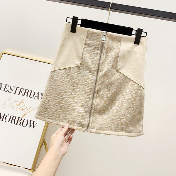 Модерна дамска пола с цип в три цвята