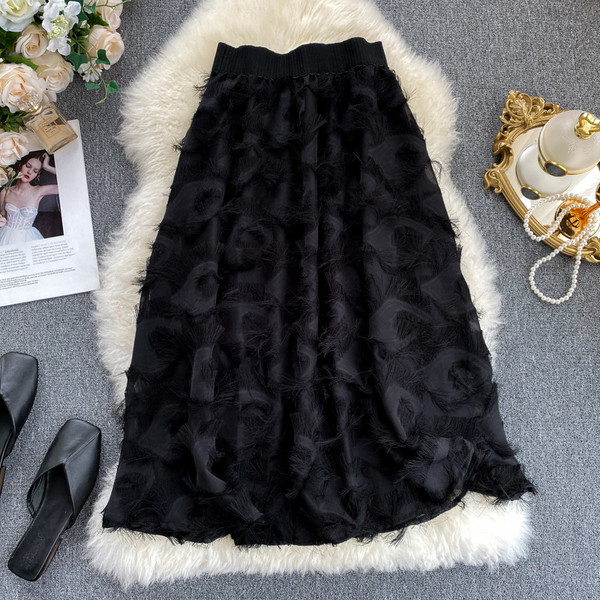 Модерна дамска поло с висока талия в черен цвят