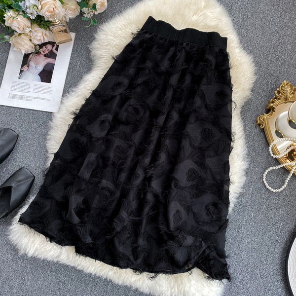 Модерна дамска поло с висока талия в черен цвят