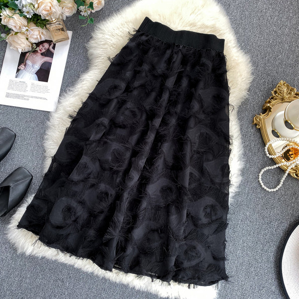 Модерна дамска поло с висока талия в черен цвят