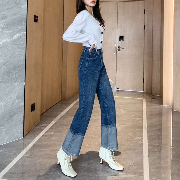 Дамски панталон от деним - широк модел