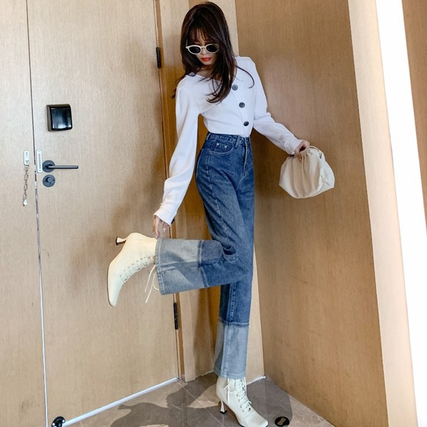 Дамски панталон от деним - широк модел