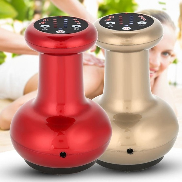 Електрически вакуумен масажор за тяло в червен и златист цвят 