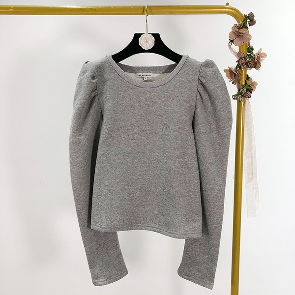 Дамска блуза с буфан ръкави в черен,сив и розов цвят