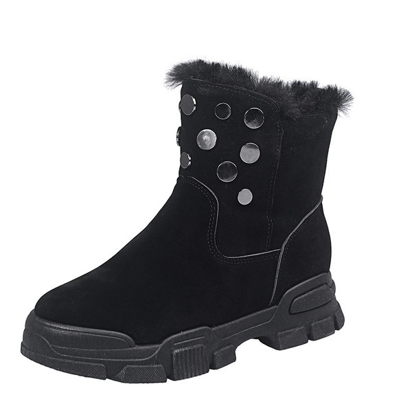 Модерни дамски боти с дебела подметка и мека подплата в черен цвят 