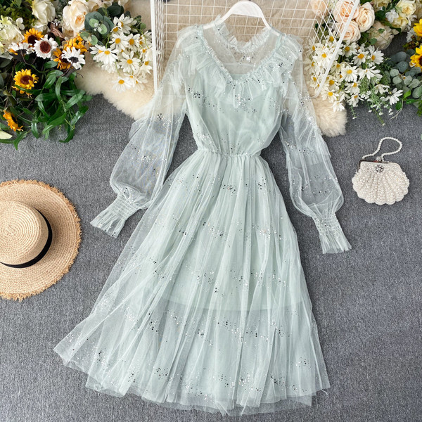 Модерна  дамска рокля с тюл в няколко цвята