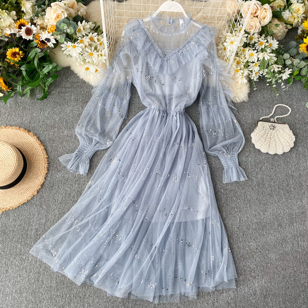 Модерна  дамска рокля с тюл в няколко цвята