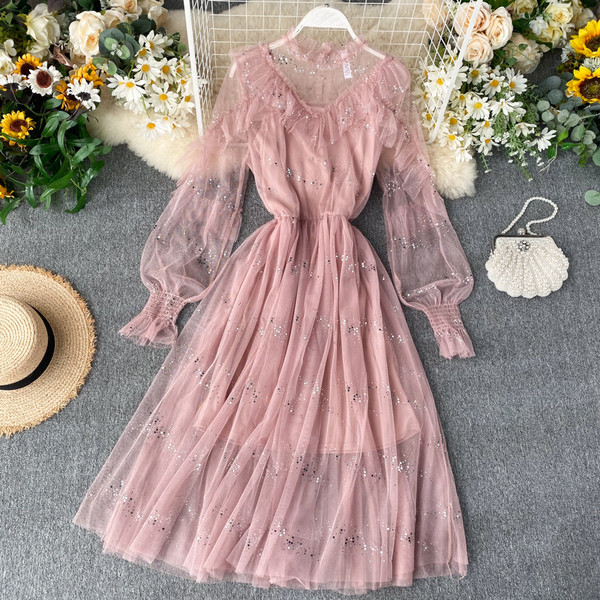 Модерна  дамска рокля с тюл в няколко цвята