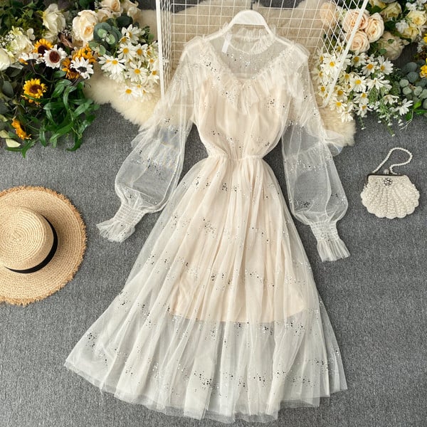 Модерна  дамска рокля с тюл в няколко цвята