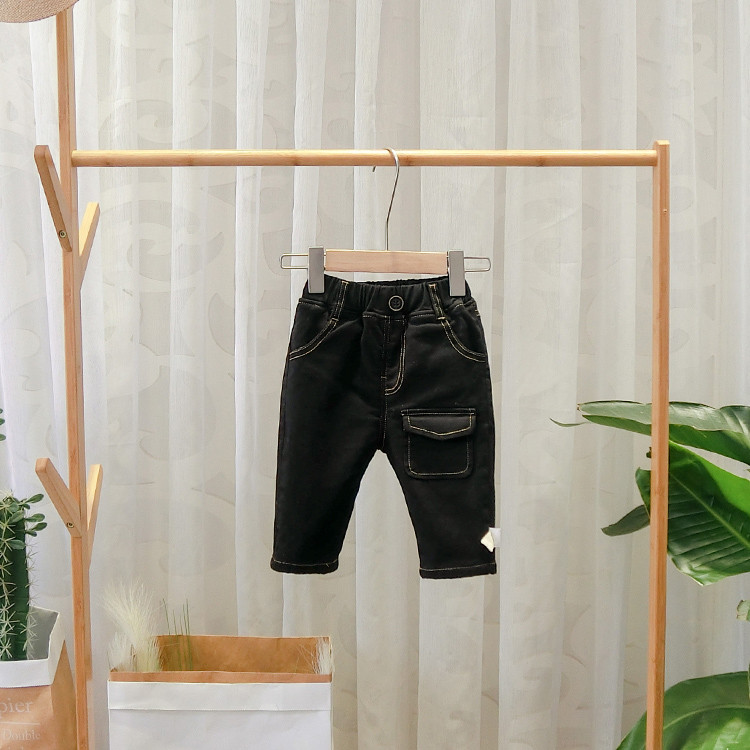 Спортен детски панталон за момчета в черен и бежов цвят