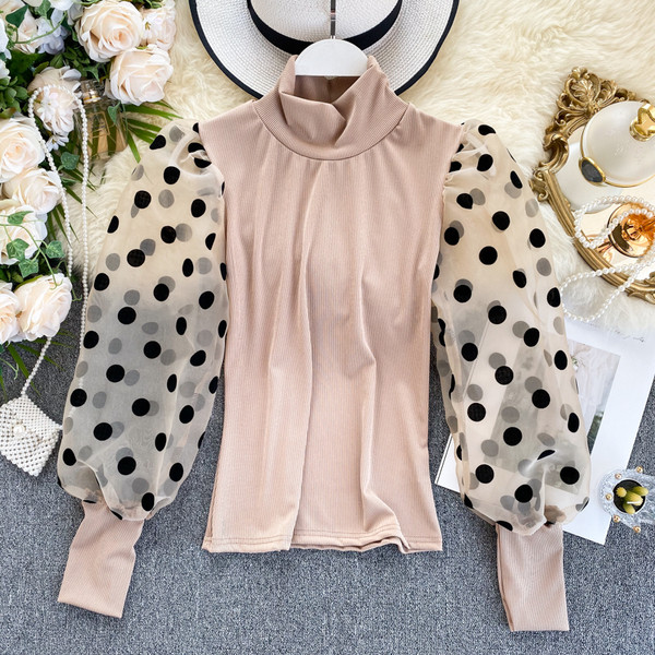 Bluză de damă modernă cu guler polo și mâneci largi în mai multe culori