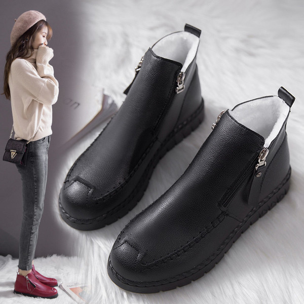 Cizme de iarna dama cu talpa plata din piele ecologica