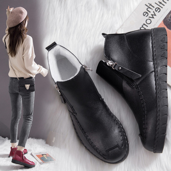 Cizme de iarna dama cu talpa plata din piele ecologica