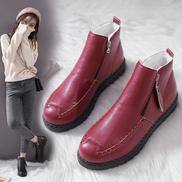 Cizme de iarna dama cu talpa plata din piele ecologica