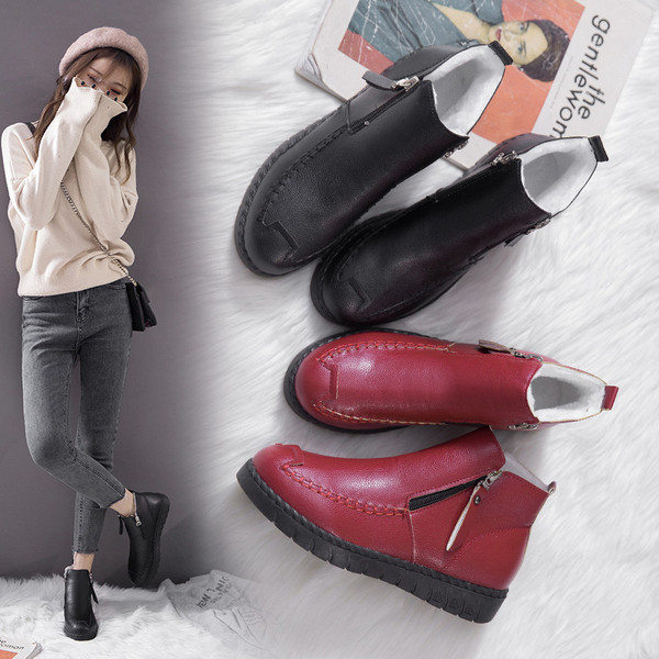 Cizme de iarna dama cu talpa plata din piele ecologica