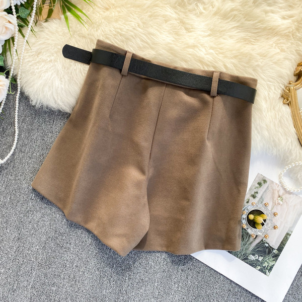 Pantaloni eleganti de iarna de dama cu curea si buzunare in trei culori