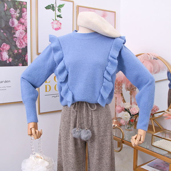 Pulover de dama modern cu decolteu rotund - mai multe culori