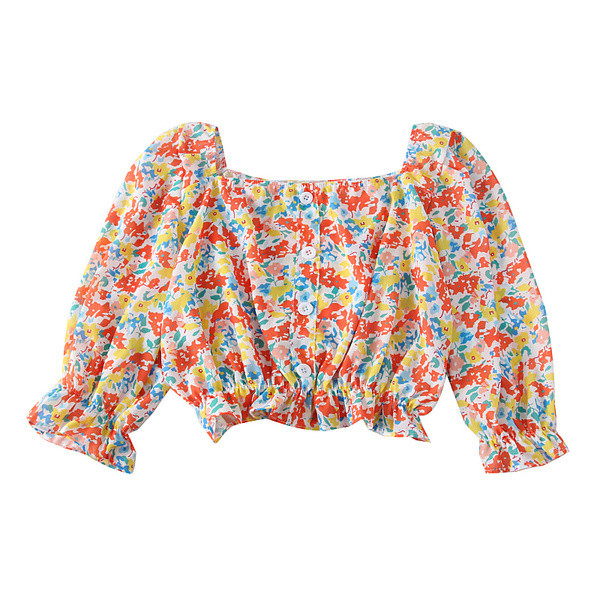 Bluza de dama model nou cu decolteu patrat si model floral - mai multe culori