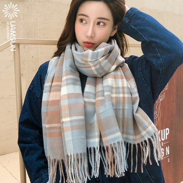 Esarfa de dama moderna in carouri cu franjuri in mai multe culori