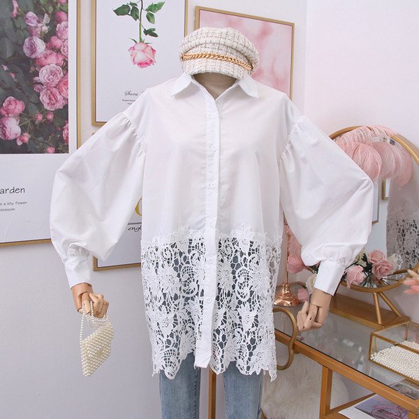 Cămașă de damă modernă cu nasturi și guler clasic - model larg