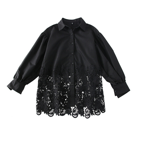 Cămașă de damă modernă cu nasturi și guler clasic - model larg