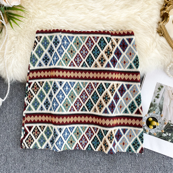 Fusta de dama colorata cu talie inalta in doua culori