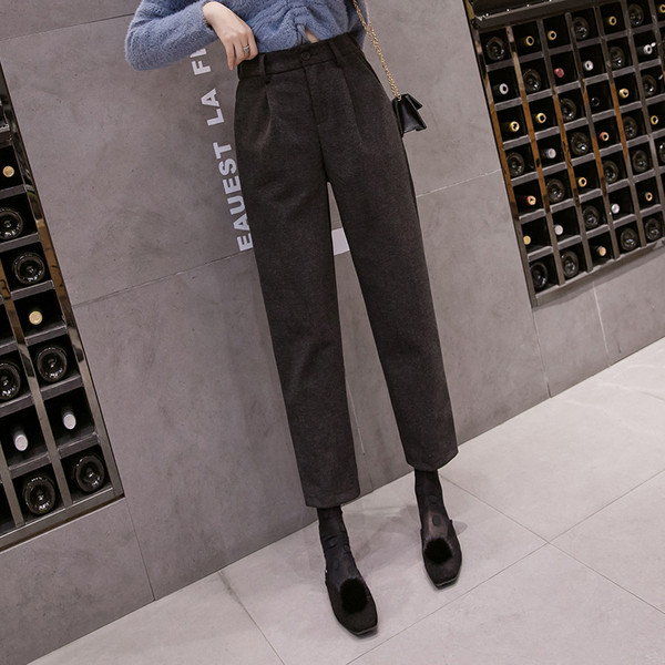 Model nou de pantaloni casual dama cu talie inalta si buzunare