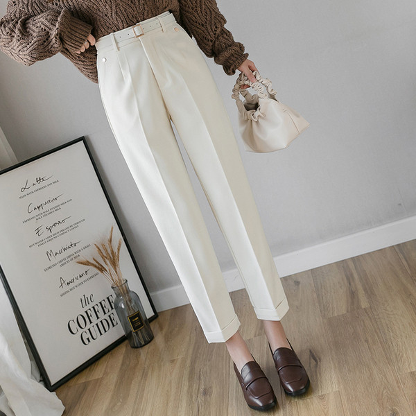 Pantaloni moderni de dama cu buzunare in alb, negru si maro