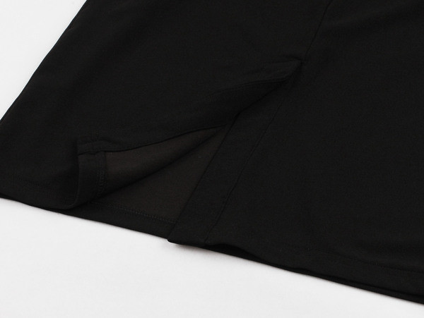 Rochie scurtă de damă elegantă cu dantelă și decolteu O în negru