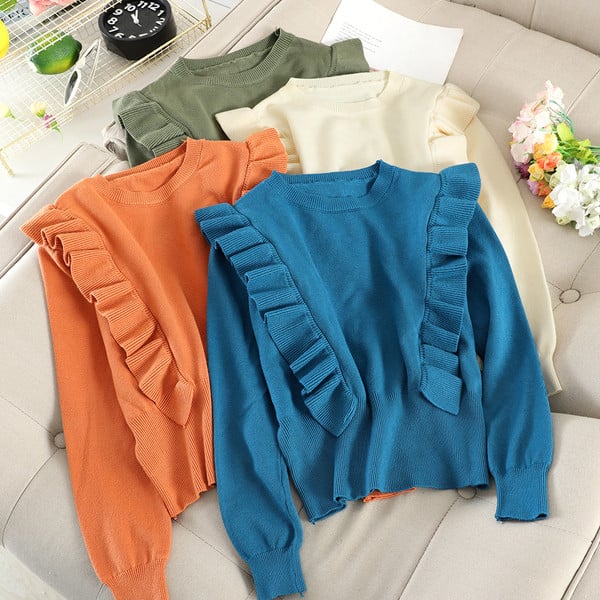 Pulover de dama cu decolteu rotund in mai multe culori