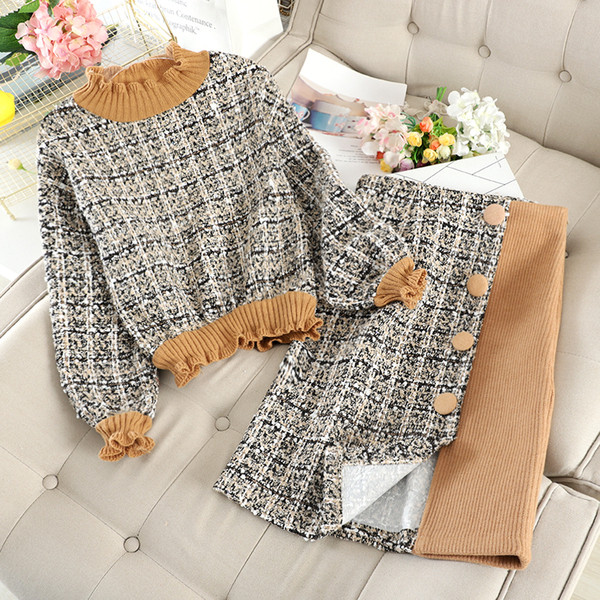 Set de toamnă-iarnă pentru femei HIT modern din două părți în albastru și maro