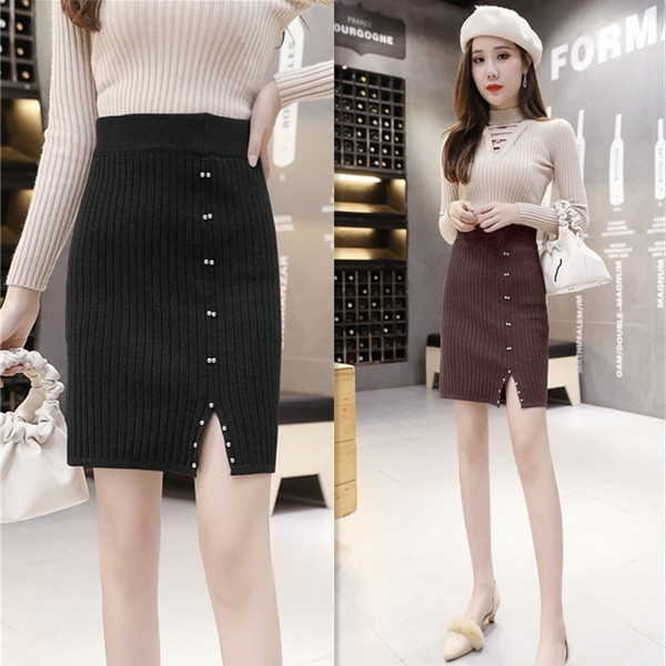 Fusta de dama moderna model Slim cu fanta in negru, gri si maro