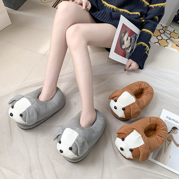 Γυναικείες παντόφλες χειμωνιάτικες σε γκρι και  πορτοκαλί χρώμα