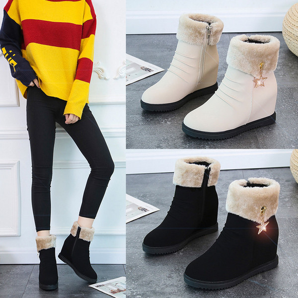 Cizme casual de damă cu platformă, cu căptușeală moale în alb și negru