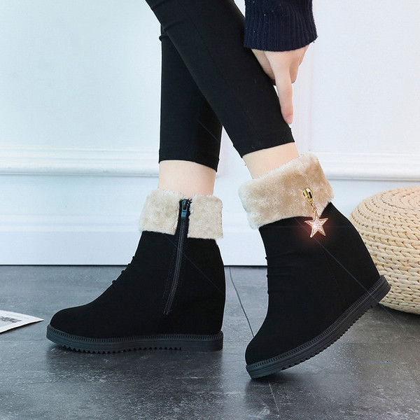 Cizme casual de damă cu platformă, cu căptușeală moale în alb și negru