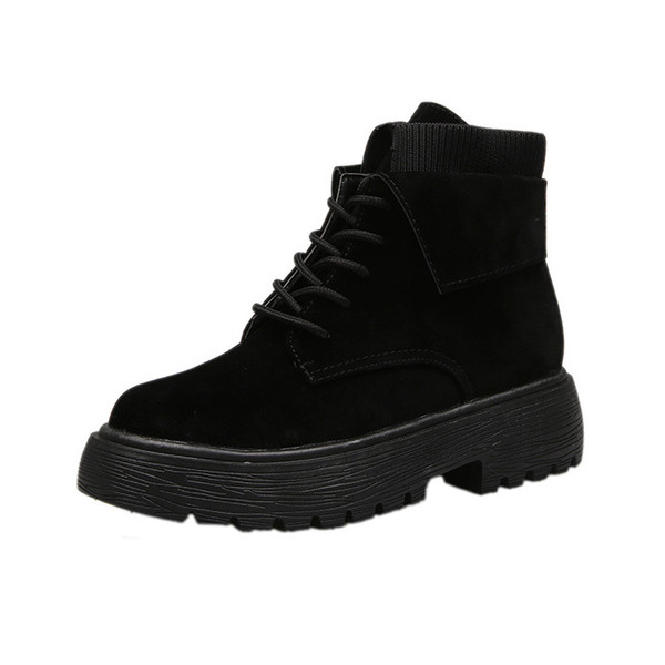 Cizme casual de dama din piele intoarsa in negru si maro