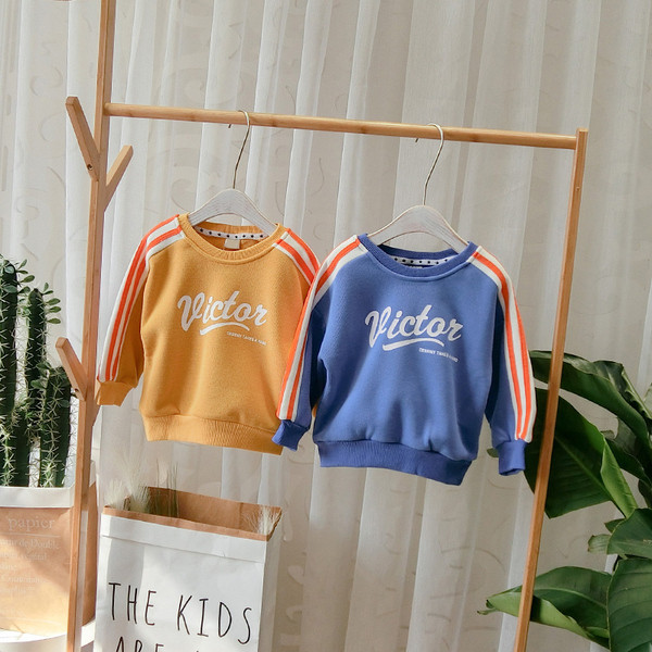 Model nou de bluză pentru copii de zi cu zi cu imprimeu în albastru și galben pentru băieți