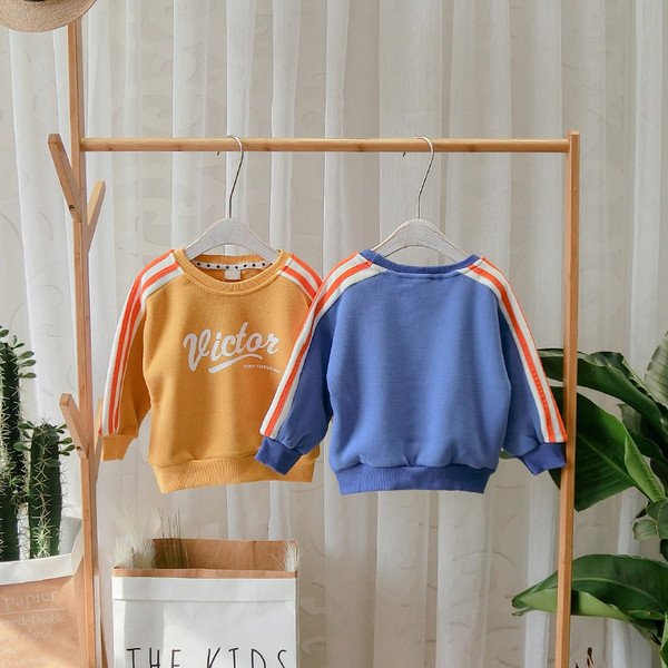 Model nou de bluză pentru copii de zi cu zi cu imprimeu în albastru și galben pentru băieți