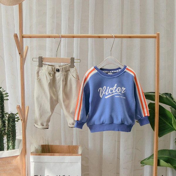 Model nou de bluză pentru copii de zi cu zi cu imprimeu în albastru și galben pentru băieți