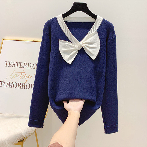 Pulover de dama modern cu panglica in trei culori